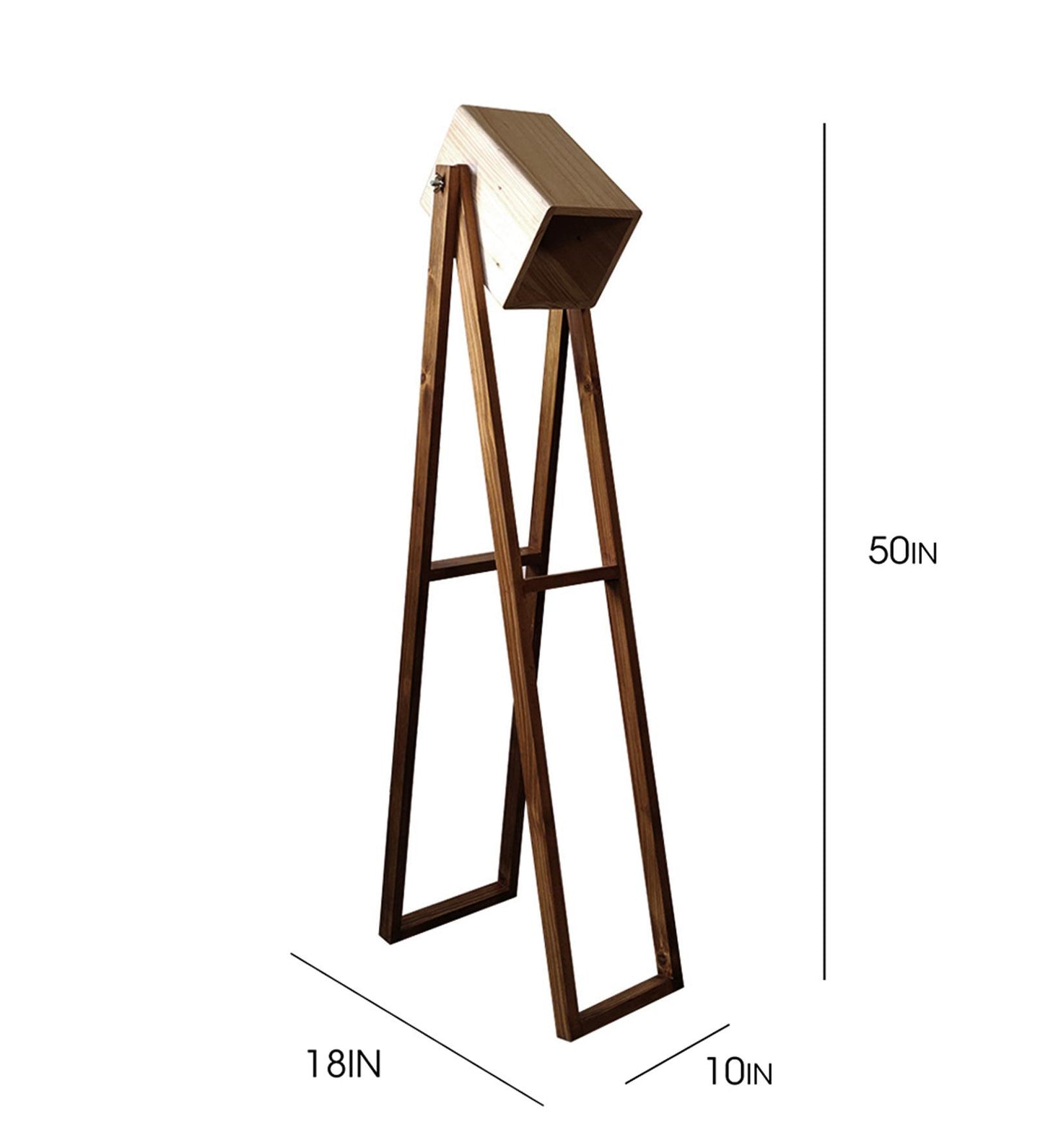 Luna Wooden Floor Lamp with Brown Base and Beige Wooden Lampshade