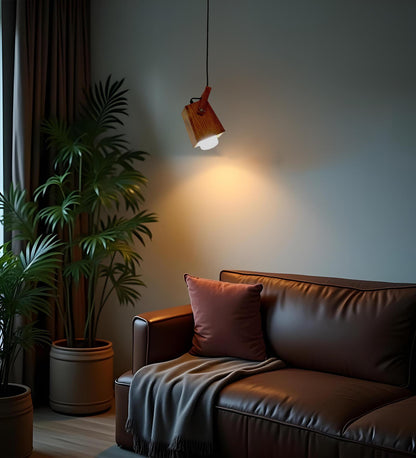 Luna Brown Wooden Single Hanging Lamp
