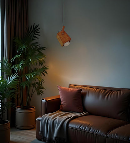 Luna Brown Wooden Single Hanging Lamp