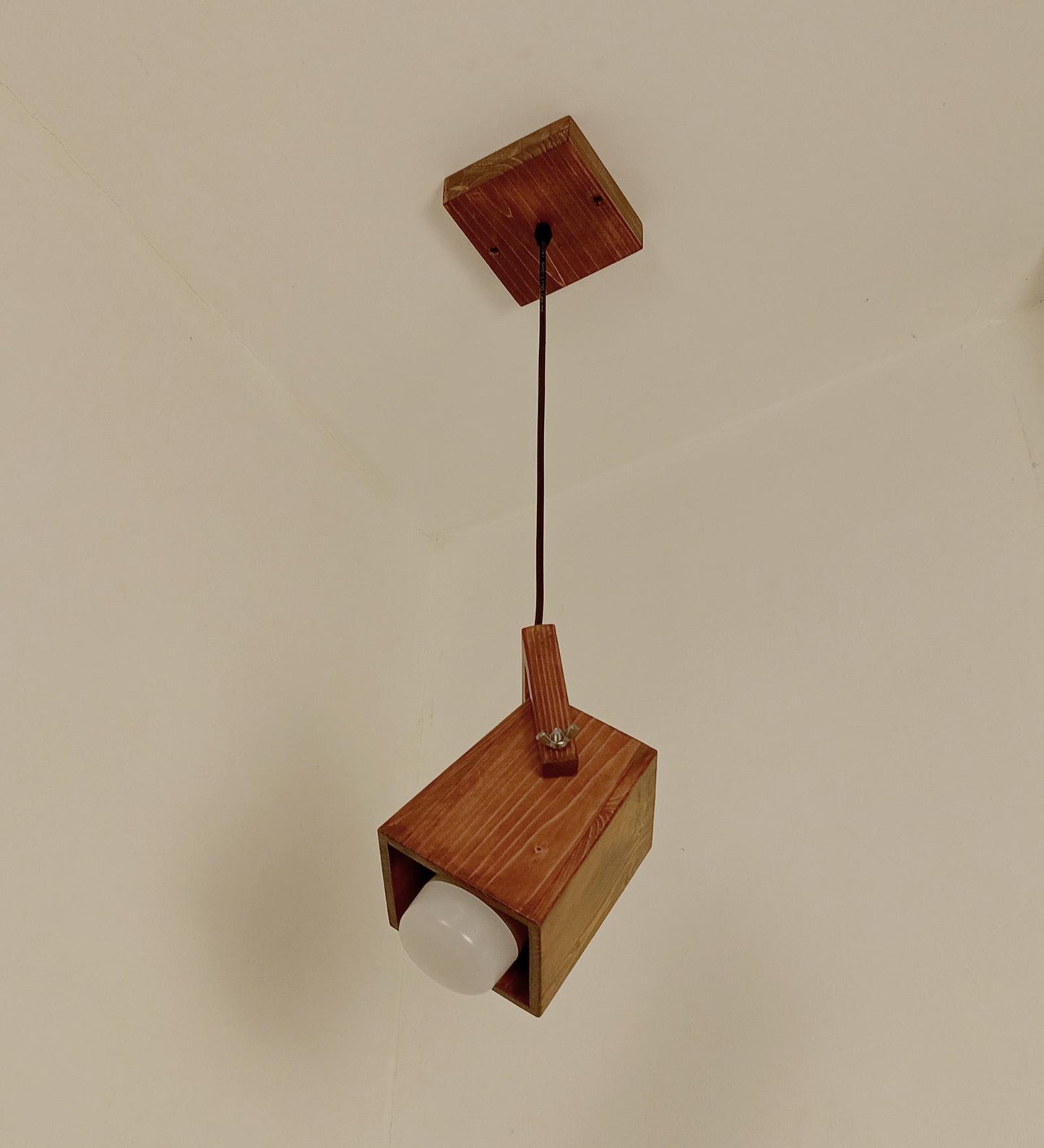 Luna Brown Wooden Single Hanging Lamp