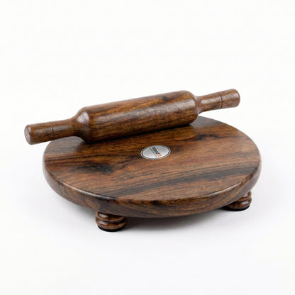 Woodfit Premium Handcrafted Solid Sheesham Wood Chakla Belan Set (9-inch Diameter)