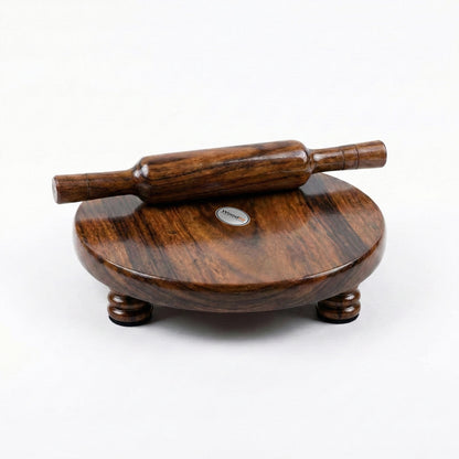 Woodfit Premium Handcrafted Solid Sheesham Wood Chakla Belan Set (9-inch Diameter)