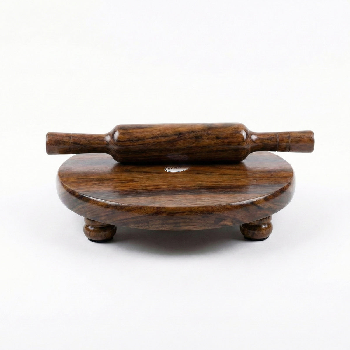Woodfit Premium Handcrafted Solid Sheesham Wood Chakla Belan Set (9-inch Diameter)