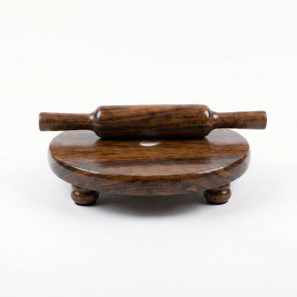 Woodfit Premium Handcrafted Solid Sheesham Wood Chakla Belan Set (9-inch Diameter)