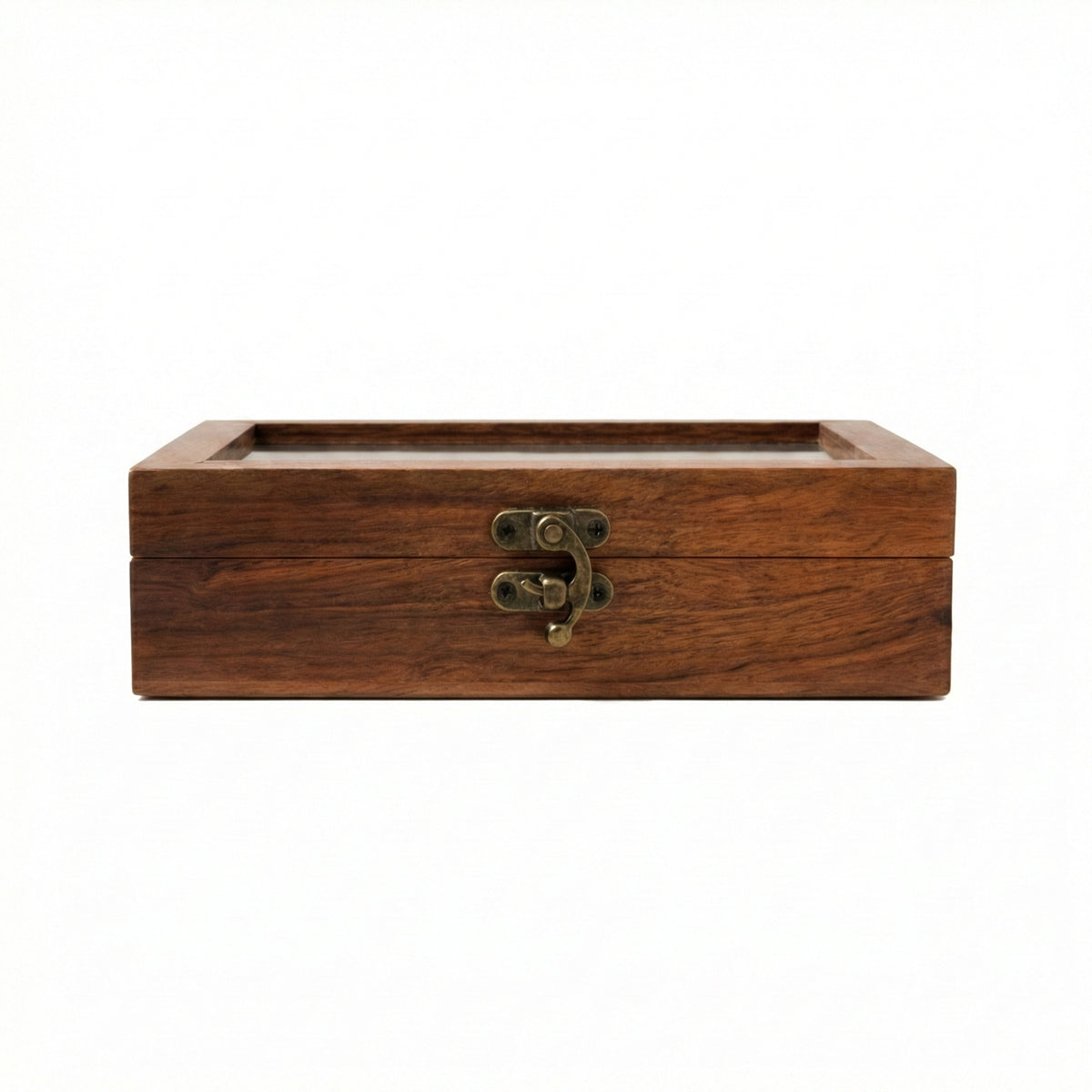 Woodfit Premium Square 9-Compartment Solid Sheesham Wood Masala Box with Glass Top and Wooden Spoon