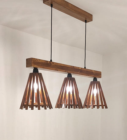 Terrestrial Brown Wooden 3 Series Hanging Lamp