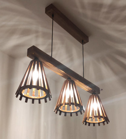 Terrestrial Brown Wooden 3 Series Hanging Lamp