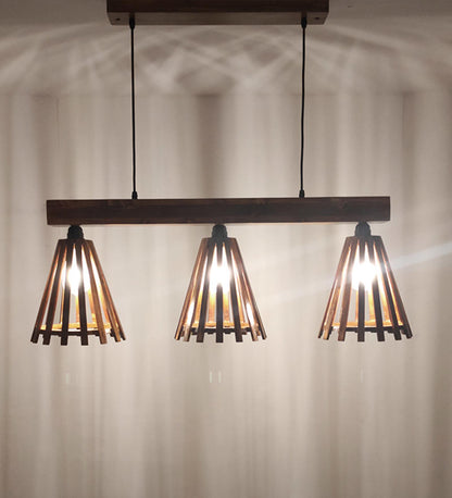 Terrestrial Brown Wooden 3 Series Hanging Lamp