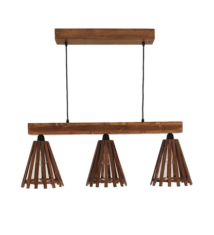 Terrestrial Brown Wooden 3 Series Hanging Lamp