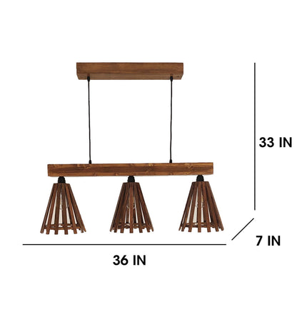 Terrestrial Brown Wooden 3 Series Hanging Lamp