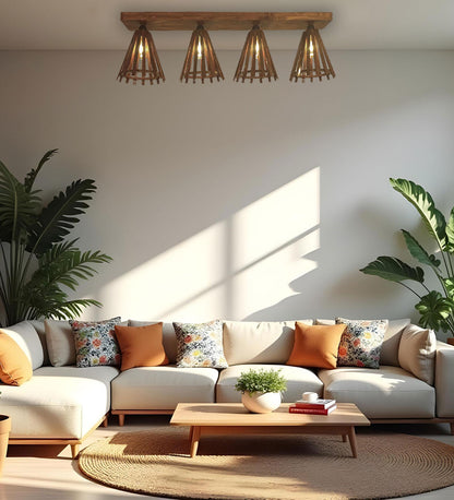 Terrestrial Brown Wooden 4 Series Ceiling Lamp