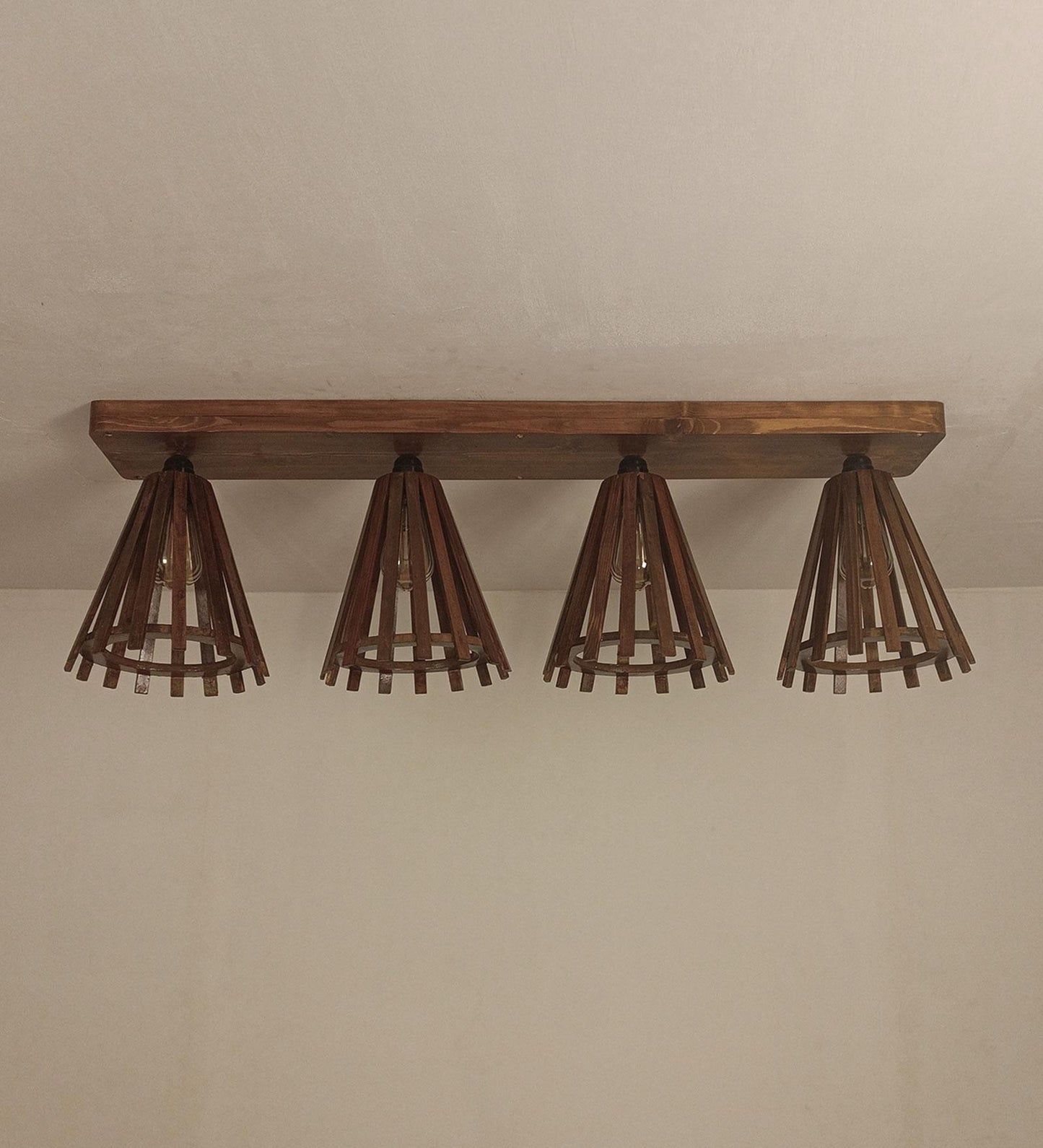 Terrestrial Brown Wooden 4 Series Ceiling Lamp