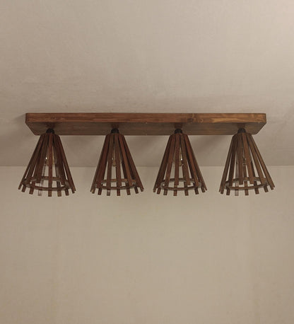 Terrestrial Brown Wooden 4 Series Ceiling Lamp