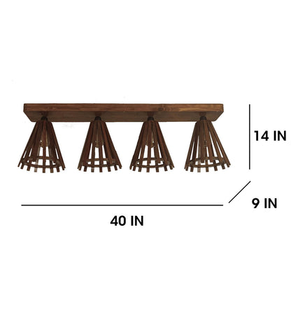 Terrestrial Brown Wooden 4 Series Ceiling Lamp