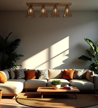 Terrestrial Brown Wooden 4 Series Ceiling Lamp