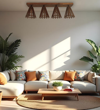 Terrestrial Brown Wooden 4 Series Ceiling Lamp
