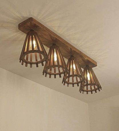 Terrestrial Brown Wooden 4 Series Ceiling Lamp