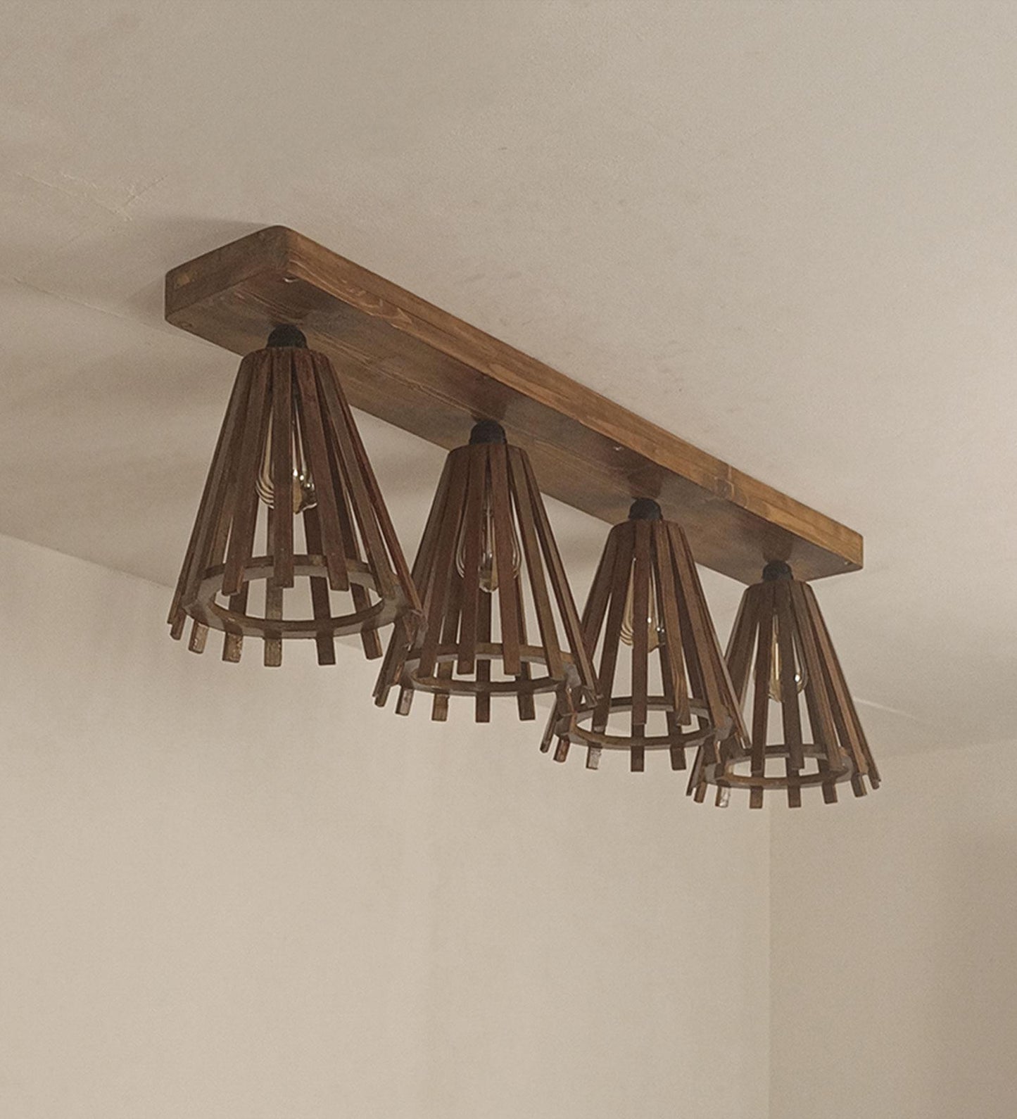 Terrestrial Brown Wooden 4 Series Ceiling Lamp