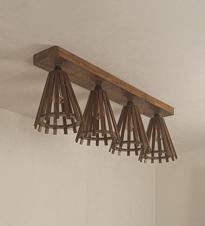 Terrestrial Brown Wooden 4 Series Ceiling Lamp