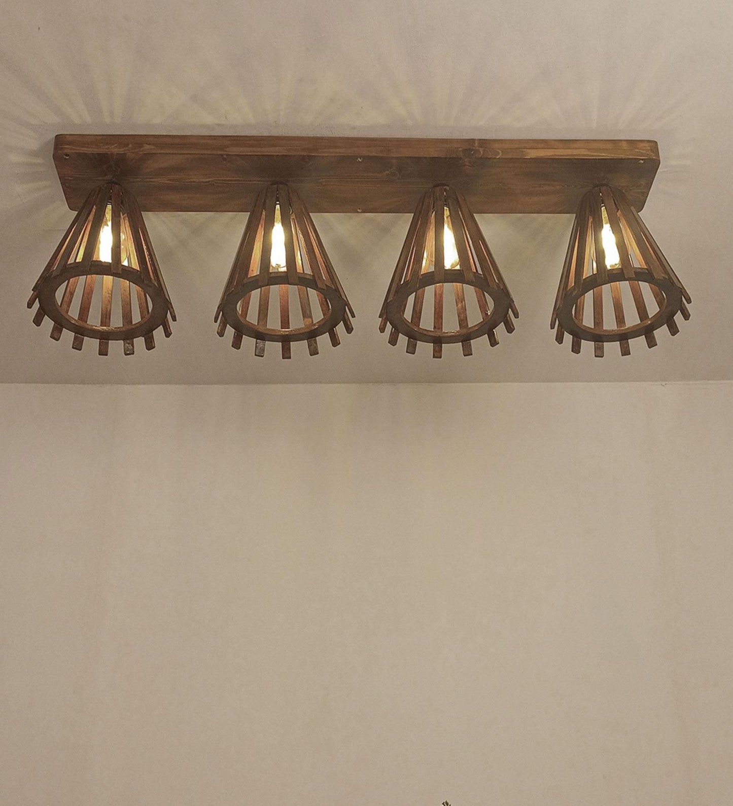 Terrestrial Brown Wooden 4 Series Ceiling Lamp