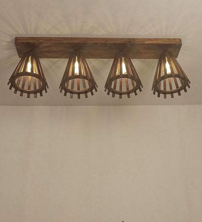 Terrestrial Brown Wooden 4 Series Ceiling Lamp