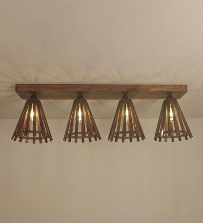 Terrestrial Brown Wooden 4 Series Ceiling Lamp