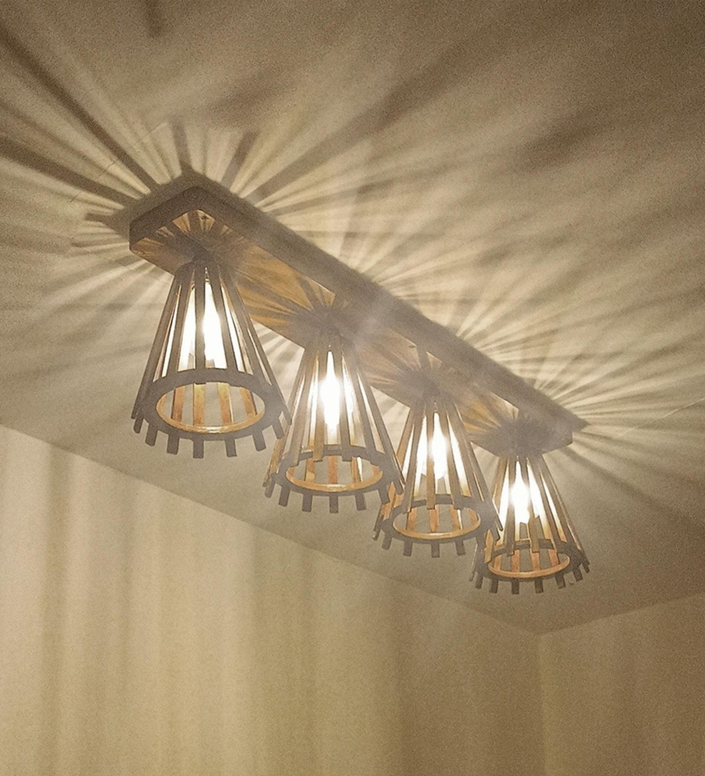 Terrestrial Brown Wooden 4 Series Ceiling Lamp