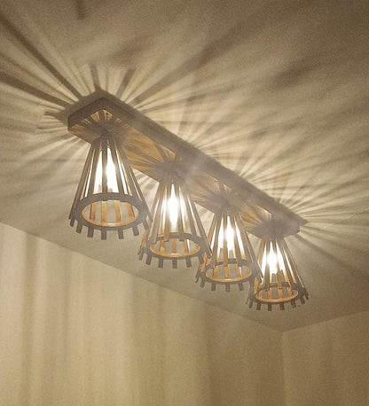 Terrestrial Brown Wooden 4 Series Ceiling Lamp