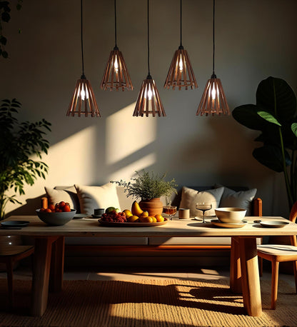 Terrestrial Brown Wooden 5 Series Hanging Lamp