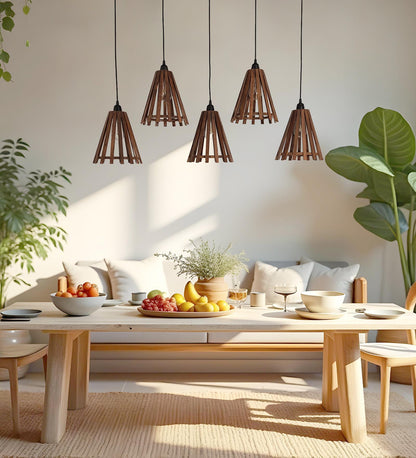 Terrestrial Brown Wooden 5 Series Hanging Lamp