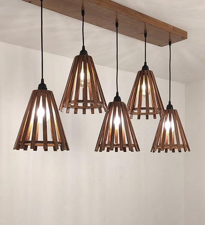 Terrestrial Brown Wooden 5 Series Hanging Lamp