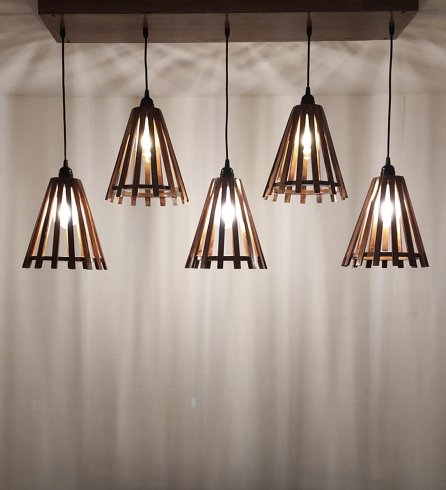 Terrestrial Brown Wooden 5 Series Hanging Lamp