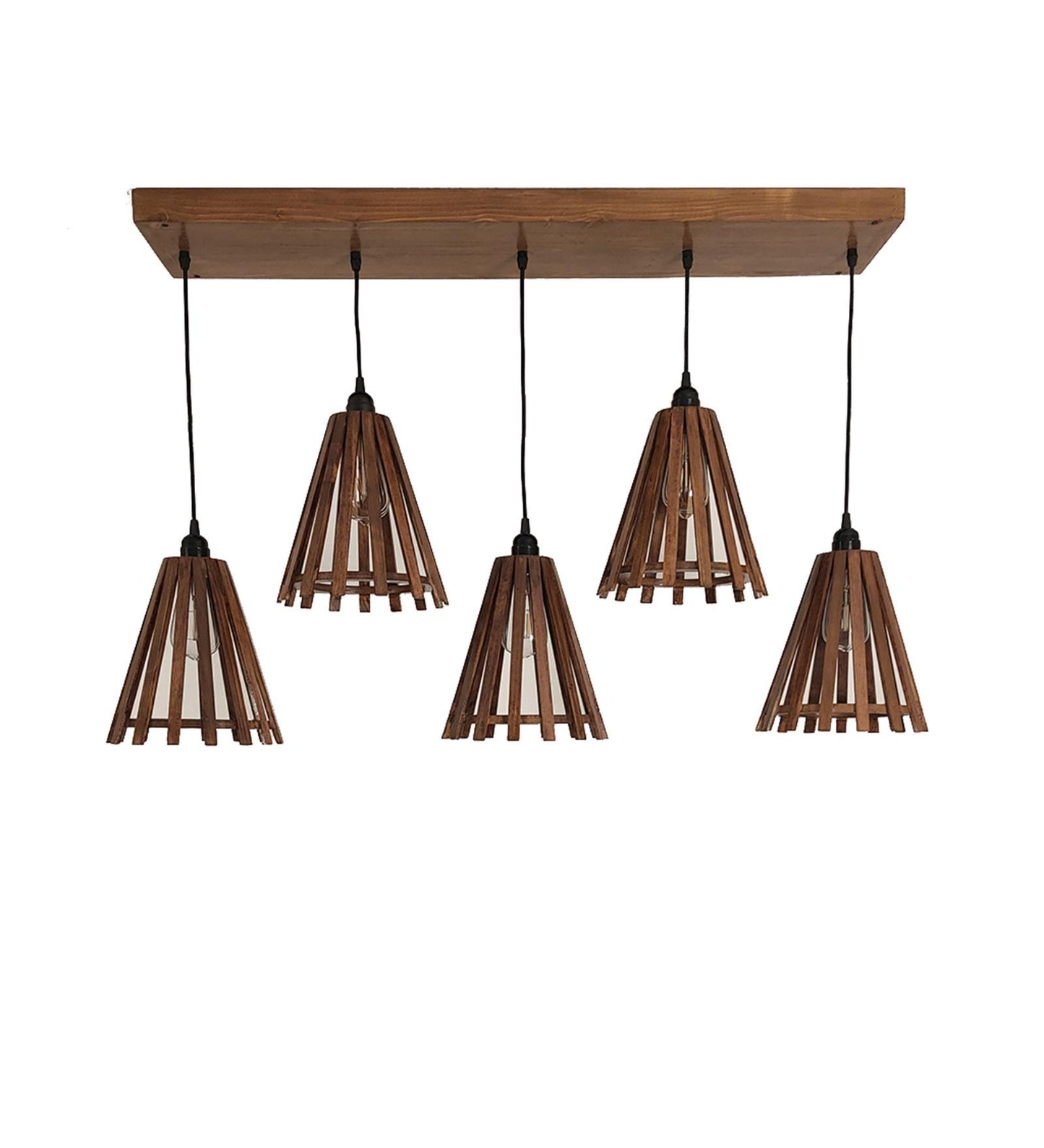 Terrestrial Brown Wooden 5 Series Hanging Lamp