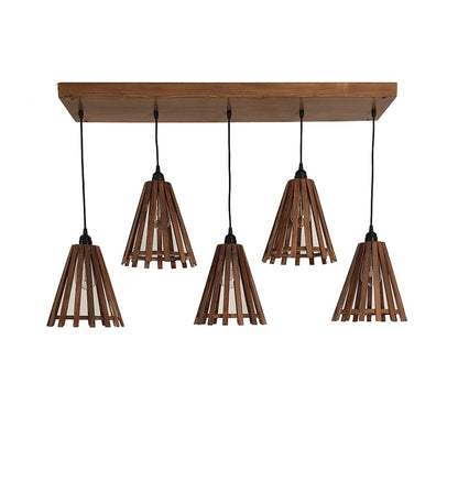 Terrestrial Brown Wooden 5 Series Hanging Lamp