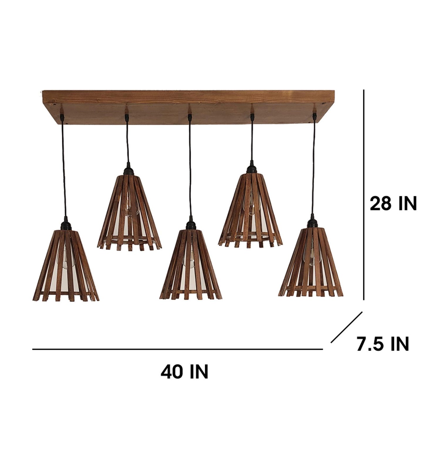 Terrestrial Brown Wooden 5 Series Hanging Lamp