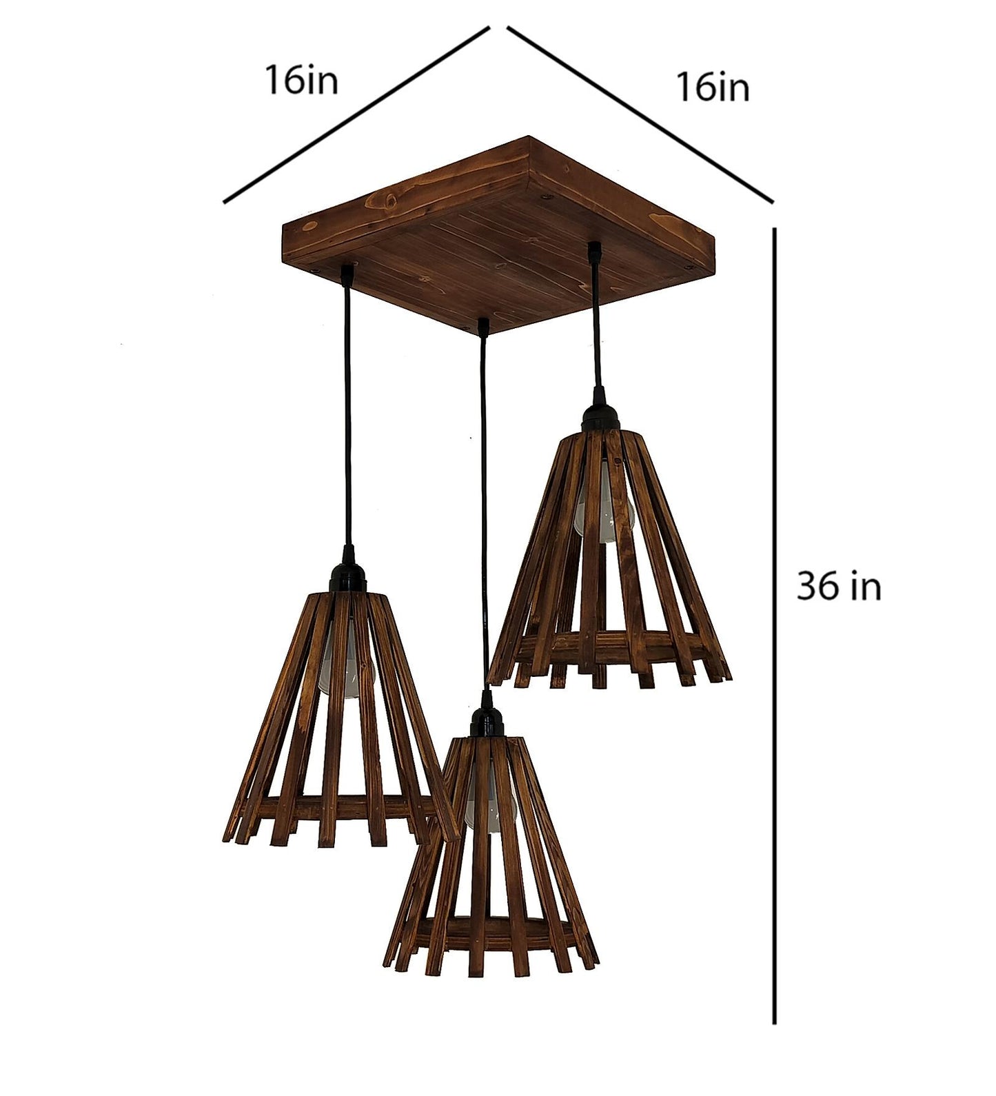 Terrestrial Brown Wooden Cluster Hanging Lamp