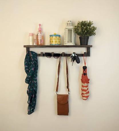 Dune Wooden Wall Shelf Organiser with Key Holders
