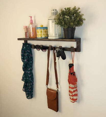 Dune Wooden Wall Shelf Organiser with Key Holders