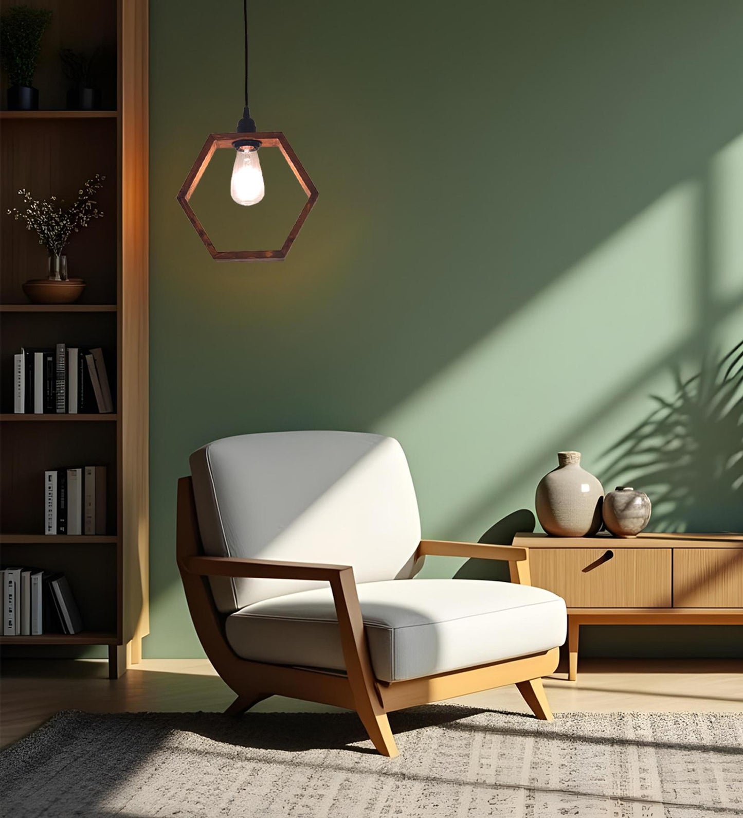 Brook Brown Wooden Single Hanging Lamp