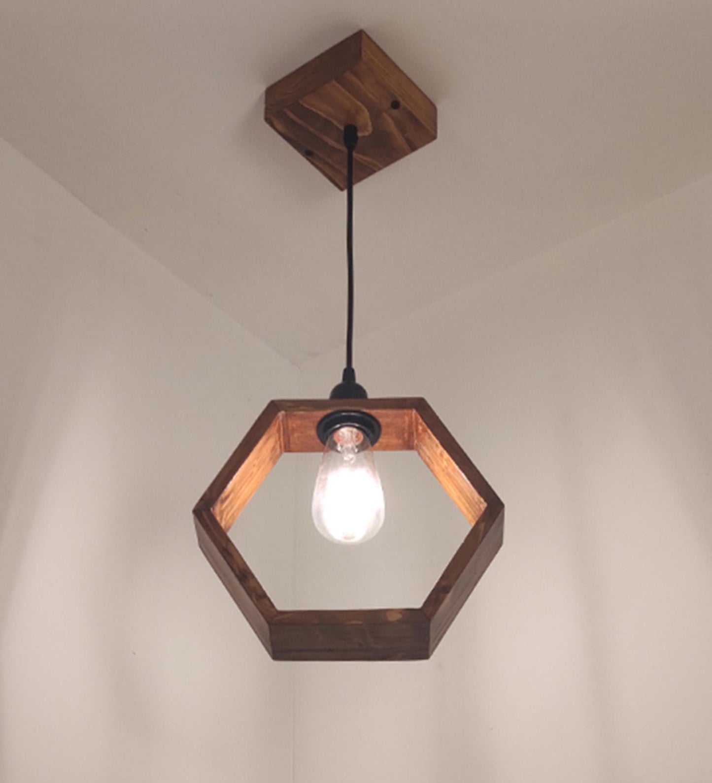 Brook Brown Wooden Single Hanging Lamp