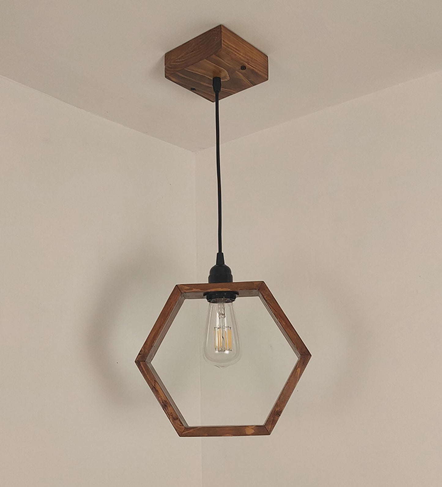 Brook Brown Wooden Single Hanging Lamp