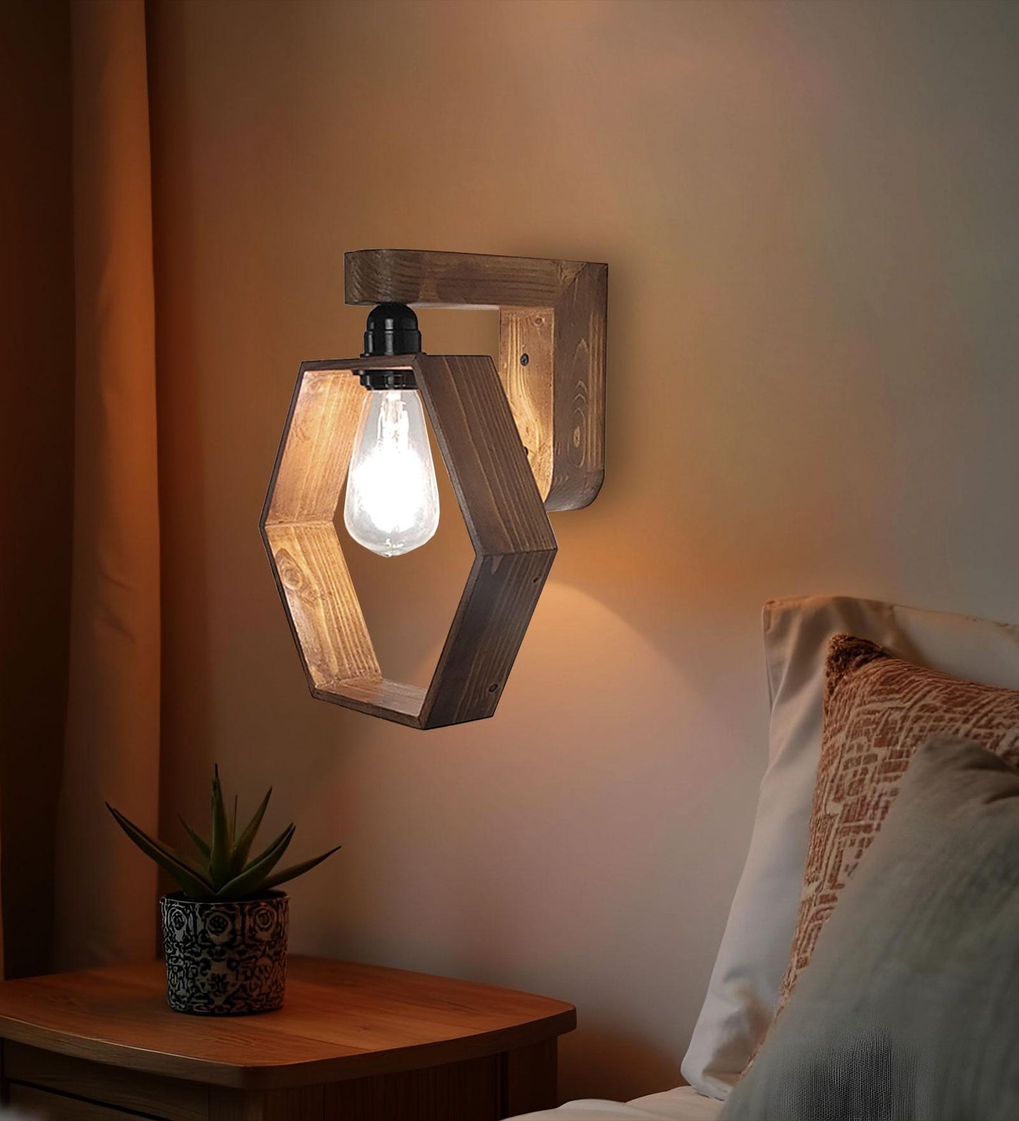 Brook Brown Wooden Wall Light