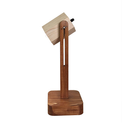 Hear Brown Wooden Table Lamp with Beige Wooden Lampshade