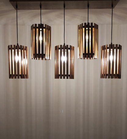 Look Brown Wooden 5 Series Hanging Lamp