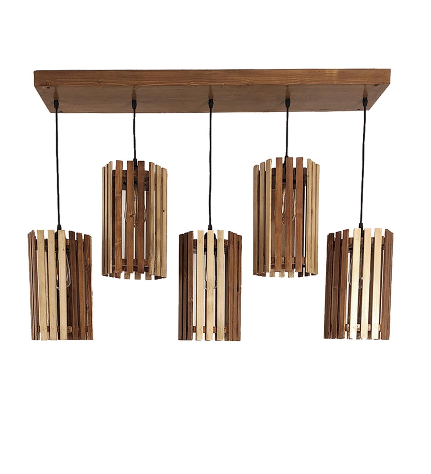 Look Brown Wooden 5 Series Hanging Lamp