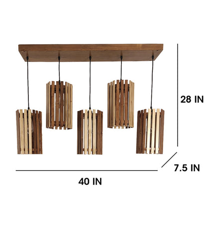 Look Brown Wooden 5 Series Hanging Lamp