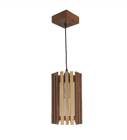 Look Brown Wooden Single Hanging Lamp