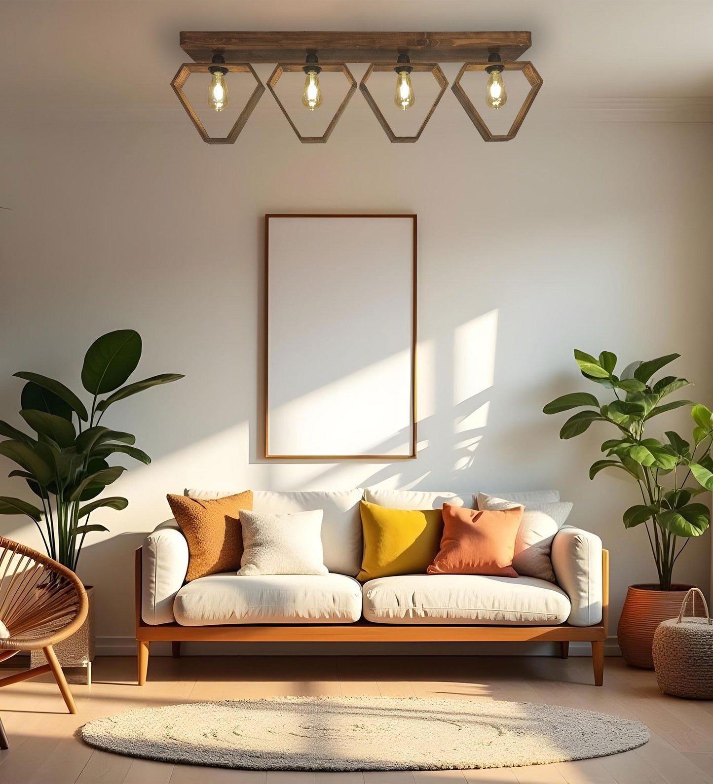 Storm Brown Wooden 4 Series Ceiling Lamp