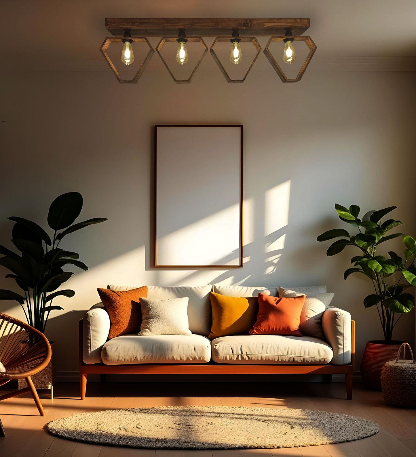 Storm Brown Wooden 4 Series Ceiling Lamp