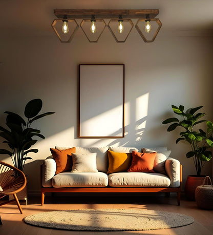 Storm Brown Wooden 4 Series Ceiling Lamp